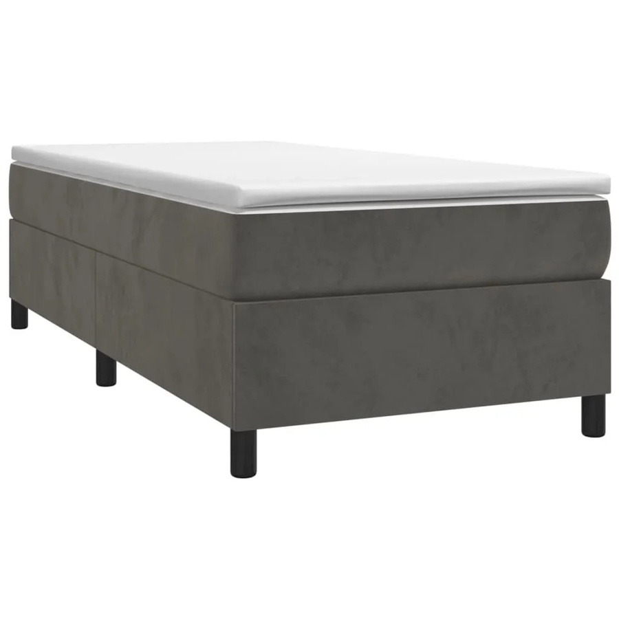 vidaXL Boxspringbett mit Matratze in Dunkelgrau aus Samt, Hybrid-Design mit Taschenfederkern, B/T/H: 100 x 200 x 100 cm - Bild 2