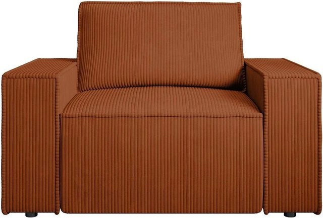 Vente-unique Sessel Amelia mit gerader Rückenlehne in Terracotta und Cord-Struktur, Breite: 120 cm - Bild 1