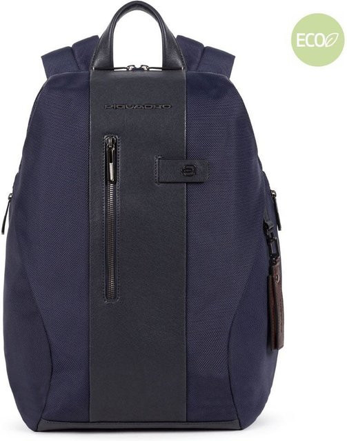 Piquadro Brief 2 Laptoprucksack für 14 Zoll aus recyceltem Stoff mit iPad Fach in Blau - Bild 1