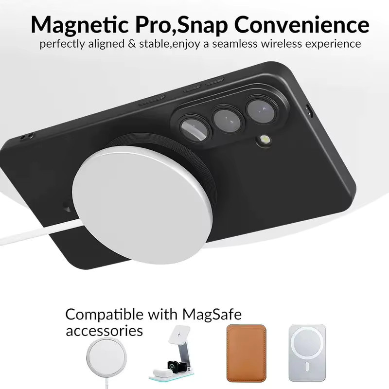 MagSafe Magnetische Hülle für Samsung Galaxy A57 in Metallic-Optik mit Kameraschutz und mattem Finish in Blau oder Schwarz - Bild 2