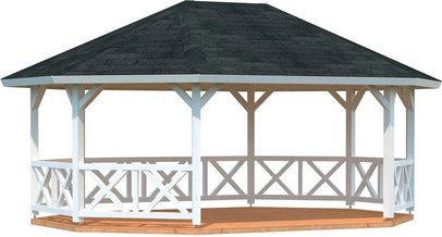 PALMAKO Pavillon Betty aus lackiertem Fichtenholz in Weiss, B/T/H: 553 x 703 x 362 cm - Bild 1