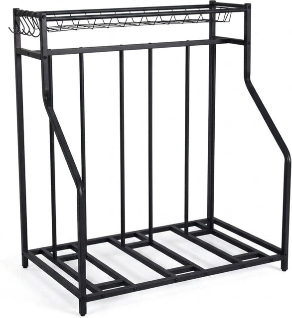 Relaxdays Fahrradständer aus Stahl in Schwarz, freistehend und verstellbar mit Korb und 6 Haken, B/T/H: 103,5 x 91 x 55 cm - Bild 1