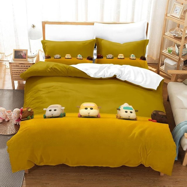 Pui Pui Molcar Bettwäsche-Set aus Mikrofaser mit 3D-Anime-Print, Gelb, B/H: 135 x 200 cm - Bild 1