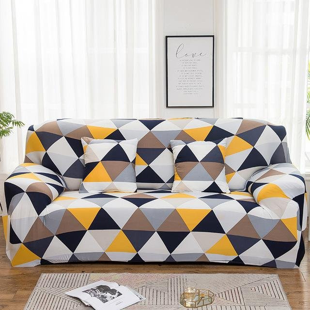 Elastischer Sofabezug mit floralem Muster in Multicolour, moderner Möbelprotektor für 1-Sitzer, Breite: 90-140 cm - Bild 1