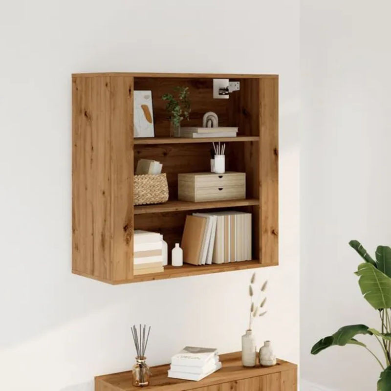 Vidaxl Wandschrank Artisan-Eiche in Eiche Natur und Beige aus Holzwerkstoff, B/T/H: 80 x 33 x 80 cm - Bild 1