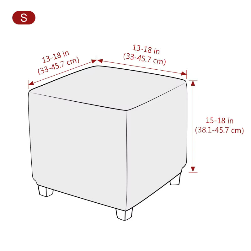 WANERQU Jacquard Ottoman-Bezug für quadratische Fußhocker in Grau, elastischer Schonbezug für Aufbewahrungshocker - Bild 2
