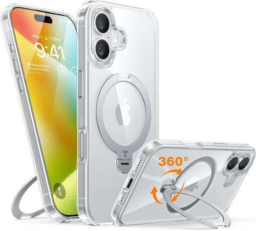 Torras MagSafe Hülle für Apple iPhone 16 mit 360 Grad drehbarer Magnethalterung, Transparent - Bild 1
