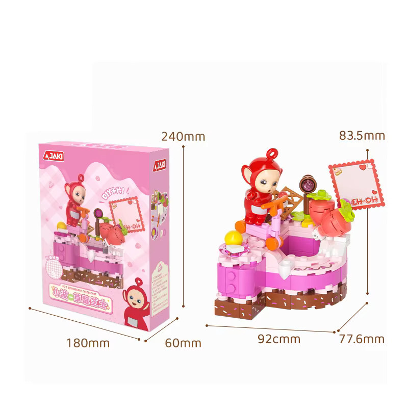 JAKI Teletubbies Baustein-Set mit Erdbeerkuchen-Ornamenten und Kinderfiguren in Mehrfarbig - Bild 2