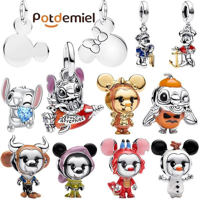 Potdemiel Disney Stitch & Mickey Charms Anhänger, 925 Silber, Damen - Bild 1