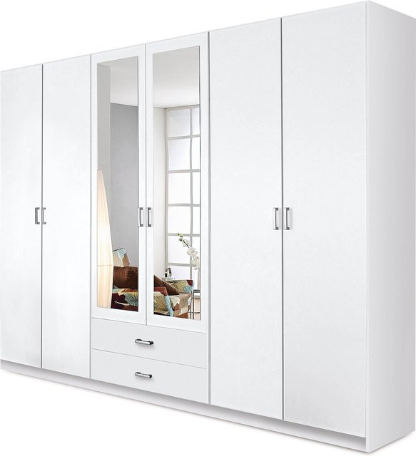 Kleiderschrank HARPER ROM in Weiß und Rauch mit Spiegeltüren und integrierten Schubladen, B/T/H: 271 x 54 x 212 cm - Bild 1
