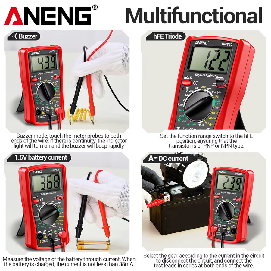ANENG DM850 Digitales Multimeter Professioneller AC/DC Spannungs- und Stromtester mit 1999 Messungen als Automatischer Ohm-Amperemeter-Detektor - Bild 5