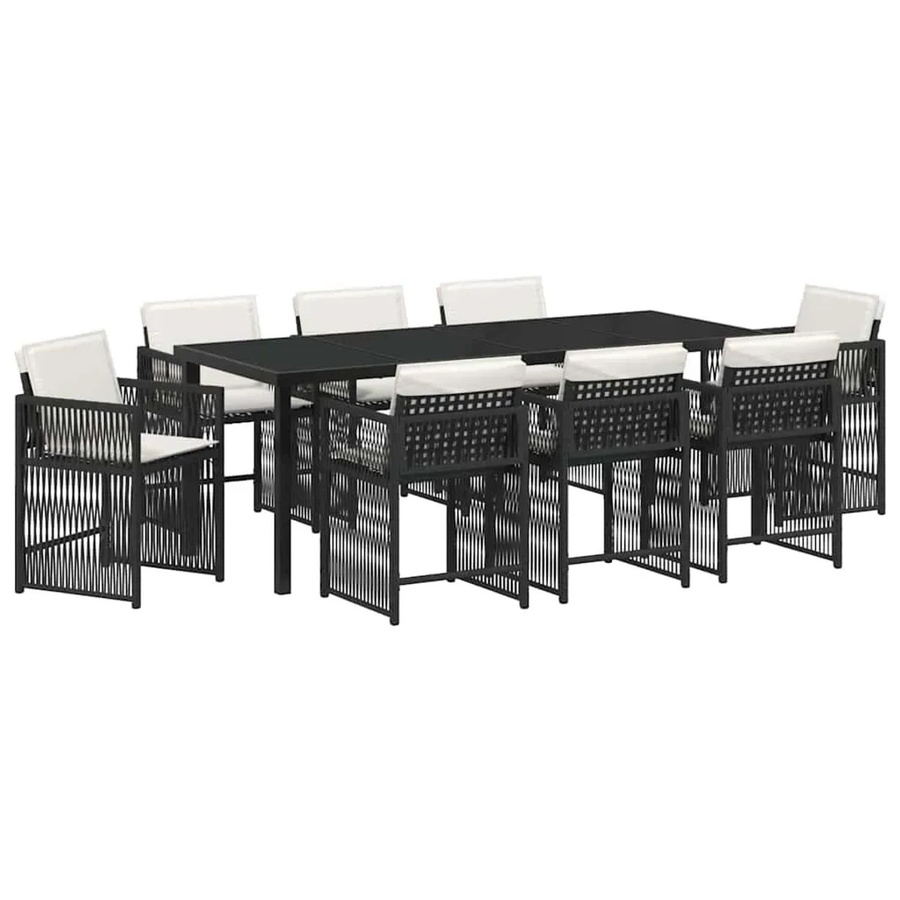 vidaXL Garten Essgruppe 9-teilig aus Poly-Rattan und Stahl in Schwarz-Creme - Bild 2