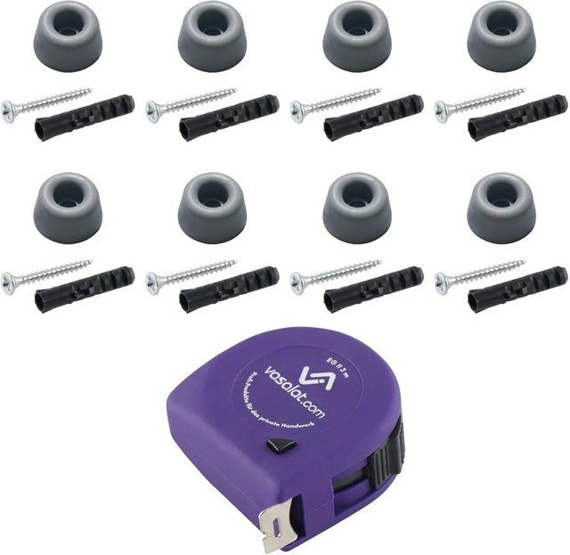 vasalat Set Gummistopper für Boden und Wand zum Schrauben, Farbe Grau, Durchmesser: 20 mm, Höhe: 10 mm - Bild 1