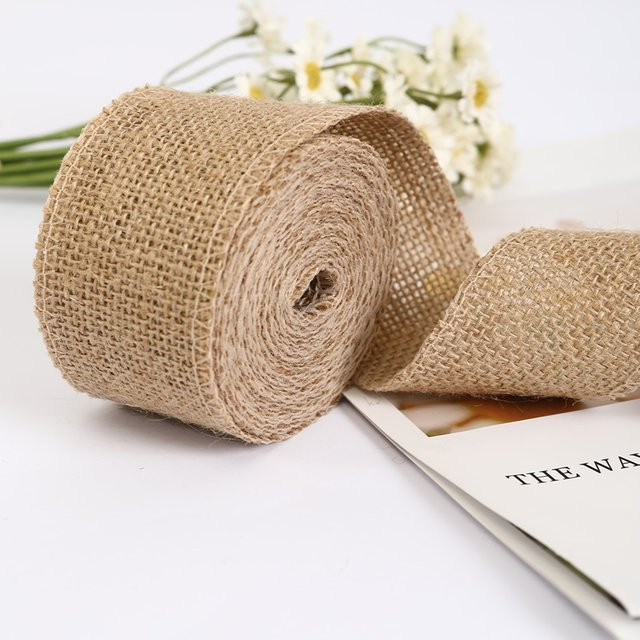 Natürliches Jute- und Leinenband in Beige für DIY-Dekorationen, 5m Rolle - Bild 1