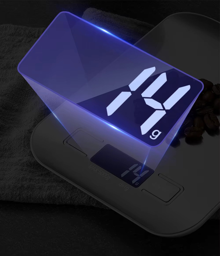 Elektronische Küchenwaage von kebidumei in Silber mit Edelstahl-Oberfläche und LCD-Display, Tragbare digitale Waage für Lebensmittel und Kaffee mit 5 kg Kapazität und 1 g Genauigkeit - Bild 4