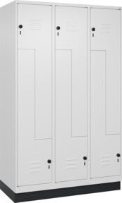 C+P Z-Spind Classic PLUS mit 6 Fächern und Sockel, Farbe Grau/Weiß, H x B x T: 195 x 120 x 50 cm - Bild 1