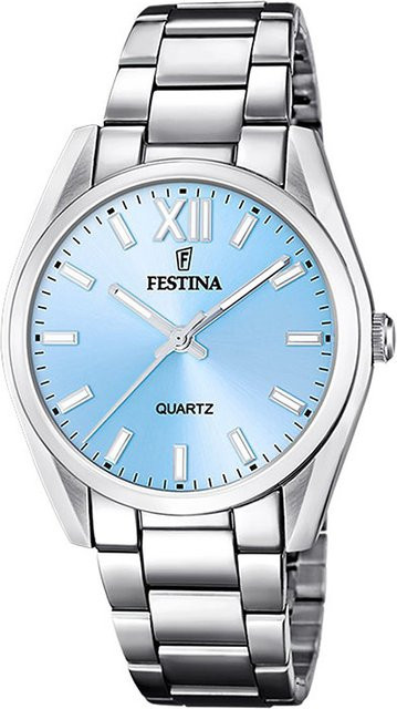 Festina Damenuhr, Edelstahl, blaues Zifferblatt, Quarz, 37 mm - Bild 1