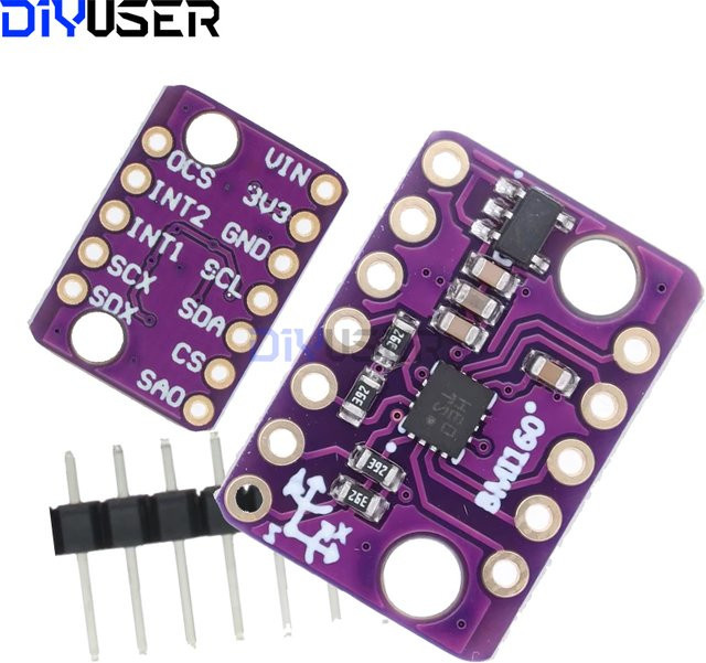 DIYUSER BMI160 GY-BMI160 6-Achsen-Sensormodul mit Schwerkraft-Beschleunigungsmesser und Gyroskop, IIC I2C SPI, 3–5 V, Lila - Bild 1