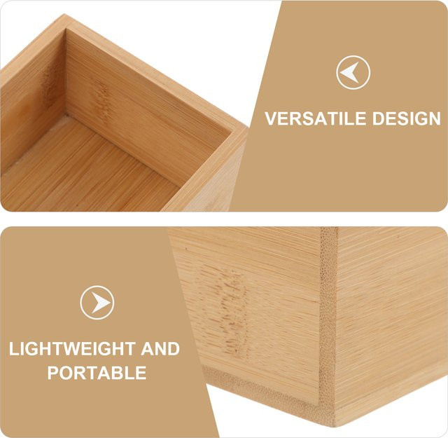 OUNONA Holz-Aufbewahrungsbox aus Bambus in Braun, quadratischer Organizer ohne Deckel für Handwerk, Schmuck oder den Schreibtisch - Bild 1