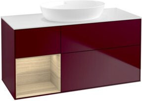 V&B Waschtischunterschrank Finion in Weiß mit Eichenregal, Breite: 120 cm, Tiefe: 50,1 cm, Höhe: 50,1 cm - Bild 1