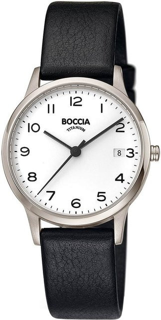 Boccia Damenuhr, Titan, Quarz, 32 mm, Leder, Weiß, 5 ATM - Bild 1