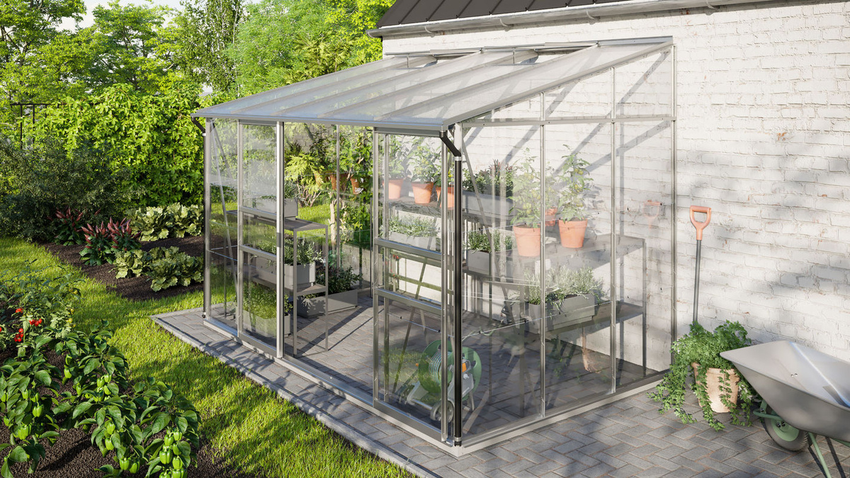 Vitavia Anlehn-Gewächshaus Ida 6500 aus Aluminium Eloxiert in Silber mit Polycarbonat-Verglasung, B/T/H: 324,3 x 220,8 x 221,0 cm - Bild 2