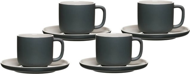 Ritzenhoff & Breker Jasper Kaffeetassen mit Untertassen Set, Grau, Keramik, 4er Set, 240 ml - Bild 1