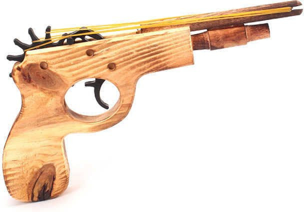 MYGVN Holz-Gummiband-Spielzeugpistole, 4-Schuss, Holz - Bild 1