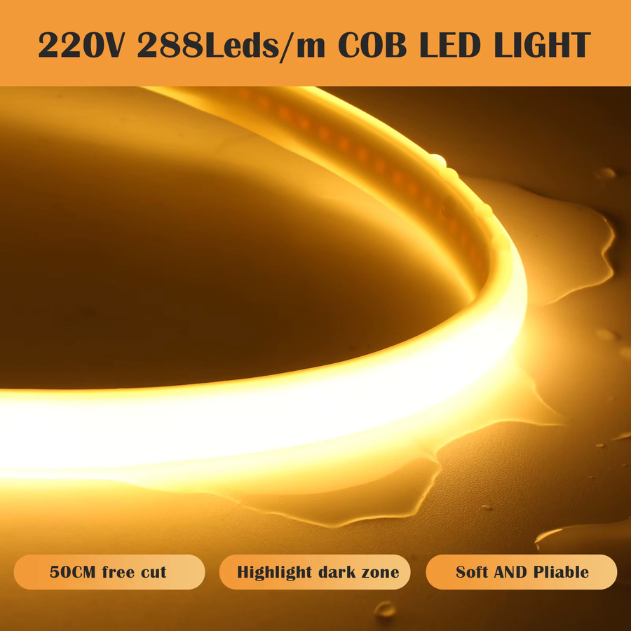 HEGEHE COB LED Streifen mit EIN/AUS-Schalter, weiß, IP65 wasserdicht, flexibles LED-Neonlicht für deine Heimdekoration - Bild 4