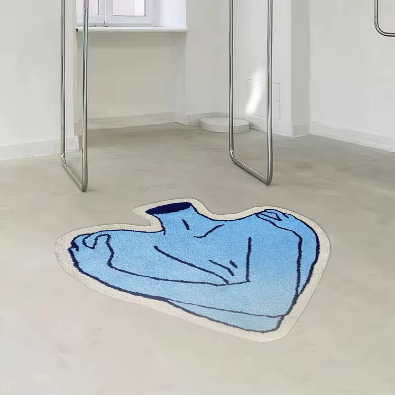 VIKAMA Kreativteppich Modern Blau Rechteckig für Wohnzimmer, Schlafzimmer und Flur - Bild 3