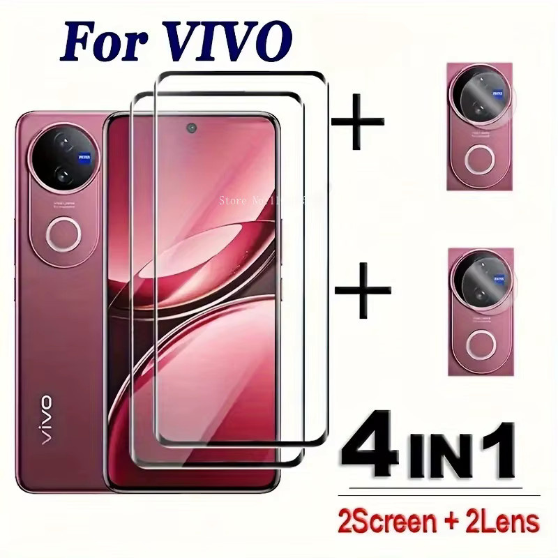 BMAD Displayschutzfolie aus gehärtetem Glas mit Kameraobjektivschutz für vivo V60, V50, V50 Lite, X200 Pro, Y29, iQOO Z10 Turbo+, Y19S GT, Y400, transparent - Bild 1