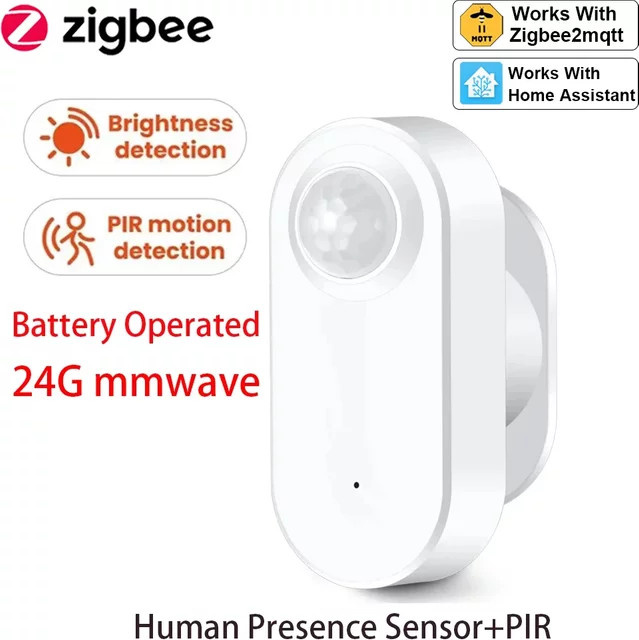 IHOMECAM Zigbee Anwesenheits- und PIR-Bewegungserkennungssensor mit Helligkeitsdetektor in Weiß, batteriebetrieben, kompatibel mit Zigbee2mqtt und Home Assistant - Bild 1