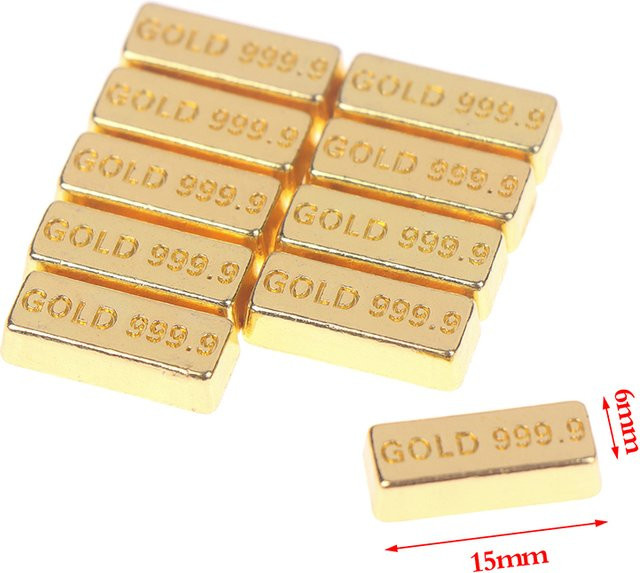 Sommer6 Puppenhaus Miniatur Gold Bars Münze Modell, 10-teiliges Set - Bild 1