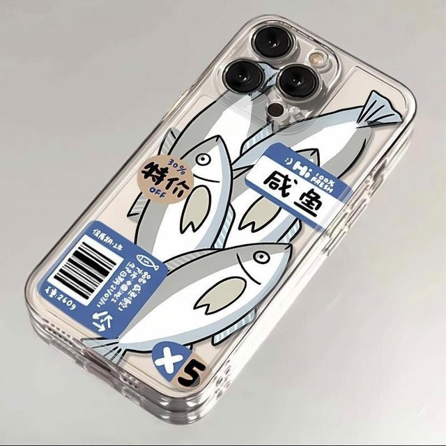 Transparente Handyhülle mit gesalzenem Fisch Motiv für Samsung Galaxy S25 S24 S23 S22 S21 S20 FE Note20 Note10 Plus Ultra Lite 5G aus weichem TPU - Bild 1
