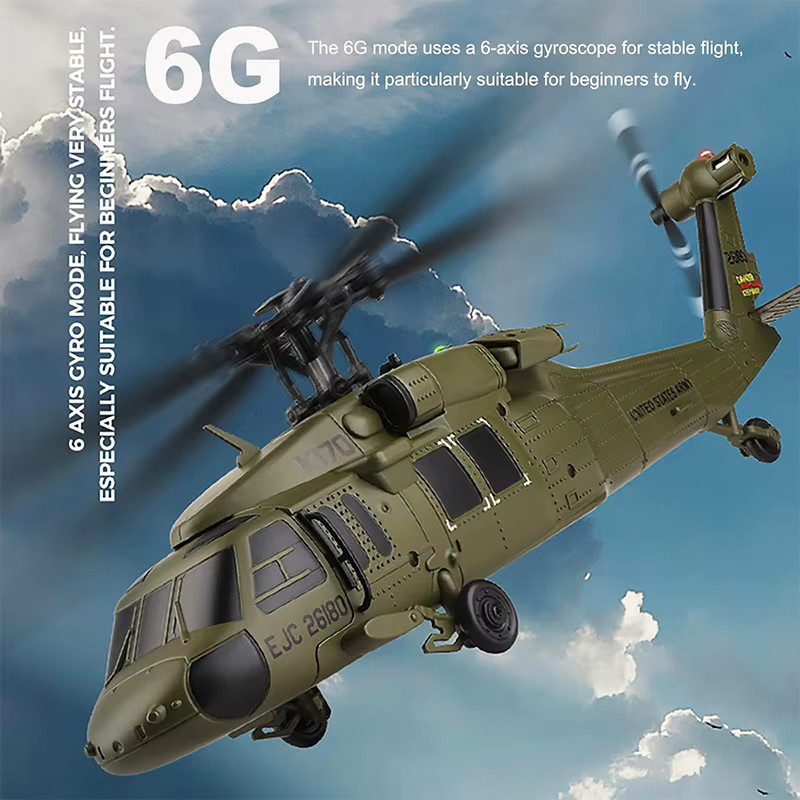 Wltoys RC Hubschrauber UH-60L, 4-Kanal-Fernbedienung, bürstenlos, mit Gyro und LED-Licht - Bild 2