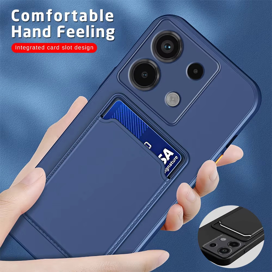 Silikonhülle mit Kartensteckplatz für Xiaomi Redmi Note 13 12 11 10 9 8 Pro Plus 5G sowie Redmi 13C 12C 12 10C 10A 9C 9A 9 in Blau - Bild 1