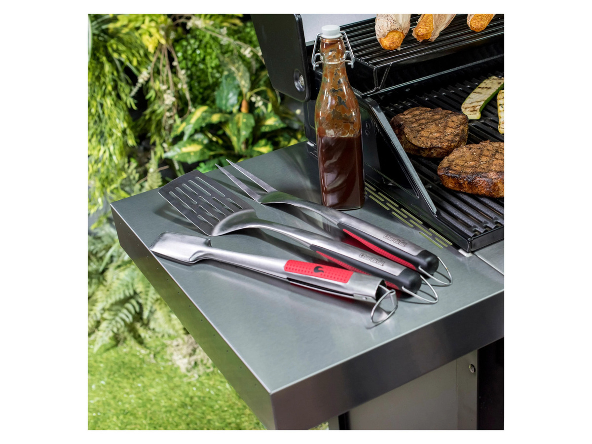 CHAR BROIL Comfort Grip Grillbesteck 3-teilig aus Edelstahl und Silikon in Silber mit Wender, Grillzange und Fleischgabel - Bild 2