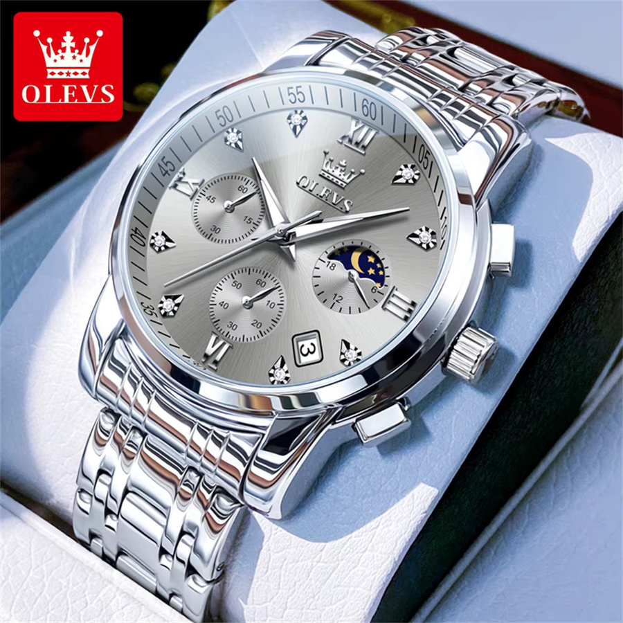 OLEVS Chronograph, Quarz, Gold, Edelstahl, Herren - Bild 2
