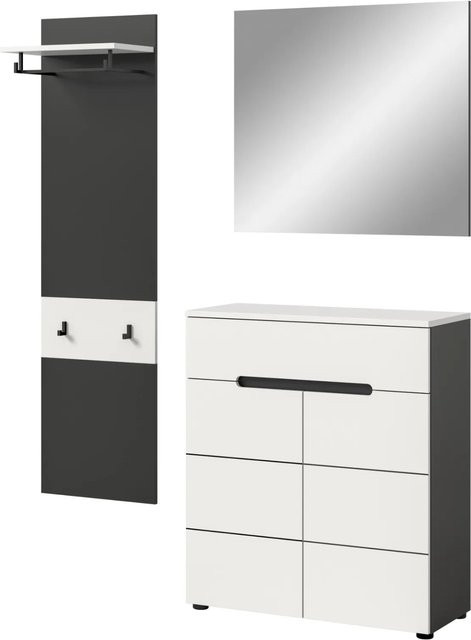 Inn.Furn Garderoben-Set Cooper 3-teilig in Weiß und Grau, Breite: 140 cm - Bild 1