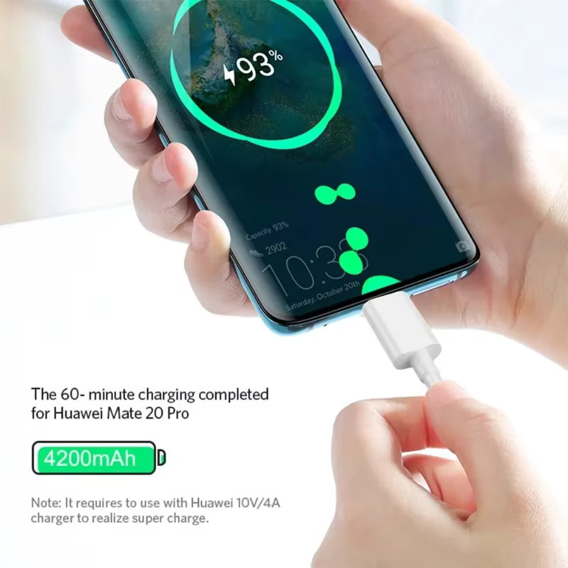 BAPPSUS USB A auf Typ C Schnellladekabel 120W 10A in Weiß für Samsung Xiaomi Huawei - Bild 2