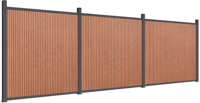 vidaXL Zaunelement aus WPC und Aluminium in Braun, B: 526 cm, H: 186 cm - Bild 1