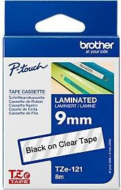 Brother Schriftbandkassette P-touch TZe-121, schwarz auf transparent, Breite: 9 mm, Länge: 8 m - Bild 3