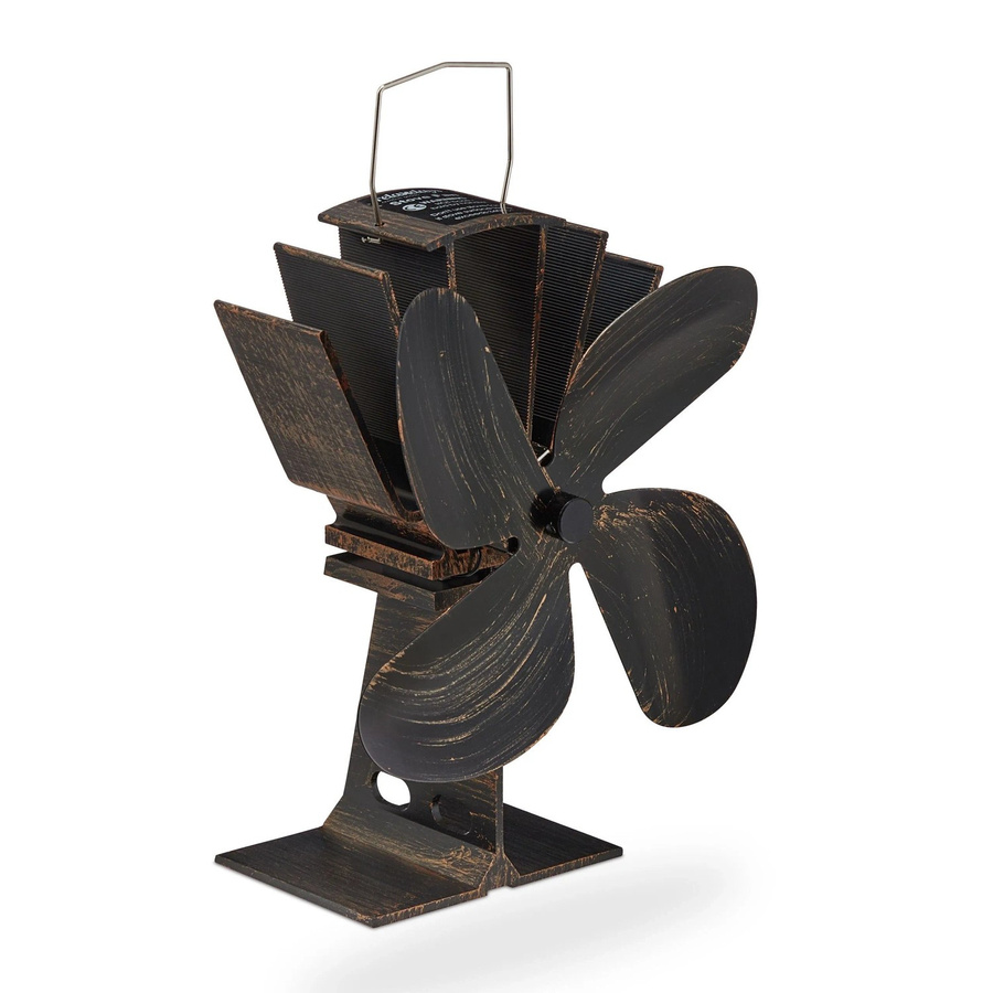 Relaxdays Ofenventilator aus Aluminium in Schwarz und Bronze, stromlos im Vintage-Design, B/T/H: 21 x 19 x 12 cm - Bild 2
