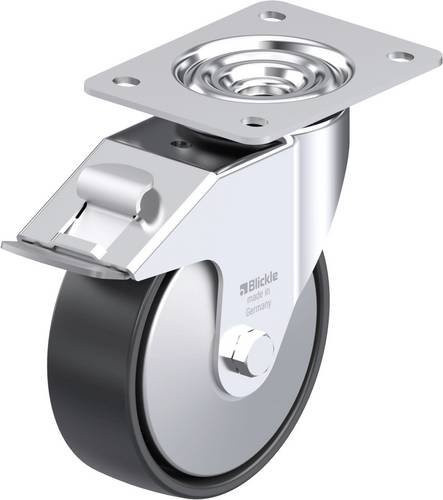 Blickle Stahlblech-Lenkrolle LE-PP 150K-FI-EL-FA in Silber, Rad-Durchmesser: 150 mm, Tragfähigkeit: 300 kg - Bild 1