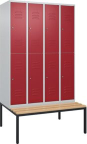 C+P Doppelstock-Spind Classic PLUS Sitzbank mit 4 Abteilen und Zylinderschloss, Sitzfläche aus Buche-Hartholz, B/T/H: 212,0 x 120,0 x 81,5 cm - Bild 1