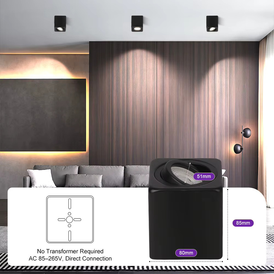 CANMEIJIA Aufputz-Downlight LED-Deckenleuchte in Schwarz mit austauschbarem GU10 Spot für Wohnzimmer und Schlafzimmer - Bild 2
