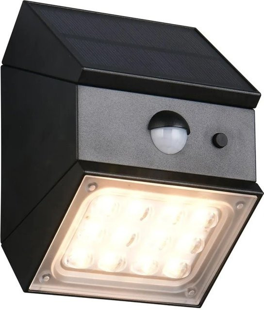 Reality Talca LED-Solar-Wandleuchte für den Außenbereich mit Bewegungsmelder und Dämmerungssensor, Schwarz Matt, B/H/T: 8,8 x 9,5 x 7,4 cm - Bild 1