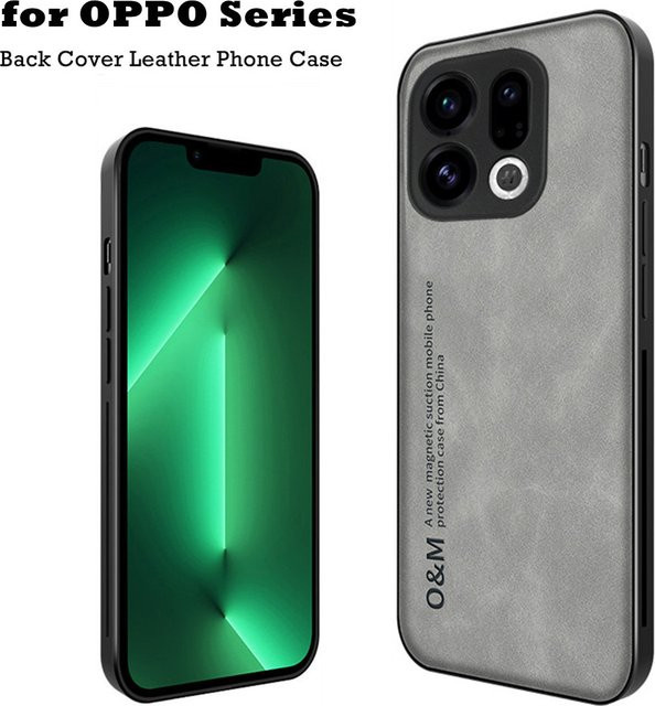Vintage Luxus Lederhülle für OPPO Find X5 X6 X7 X8 X9 Ultra A6 Pro Global, magnetisches Slim-Case aus Eisen in Schwarz - Bild 1