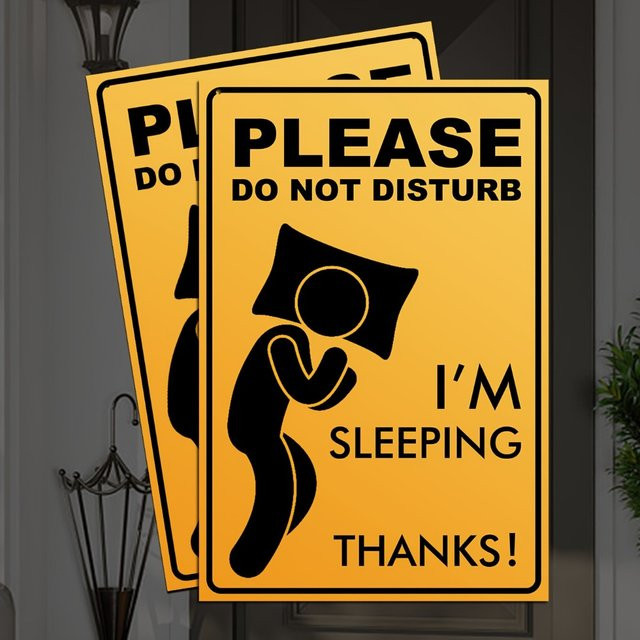 CIFBUY Wandkunst Do Not Disturb I Am Sleeping aus Metall in Gelb, B: 20,3 cm, H: 15,2 cm - Bild 1