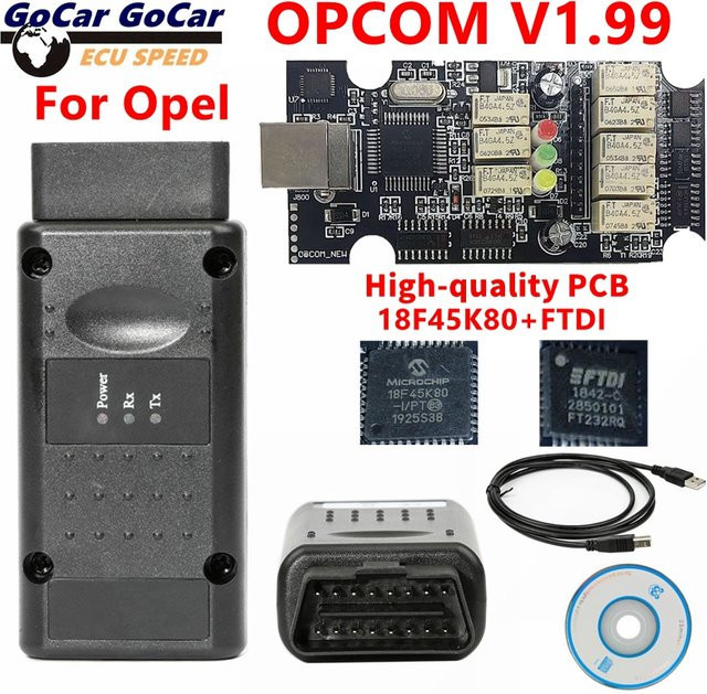 OPCOM V1.99 OBD2 CAN-BUS Code-Lesegerät mit FTDI FT232RQ für Opel in Schwarz - Bild 1
